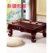 Xinjiang solid wood carved bay window table European style tatami coffee table modern simple kang table and room table