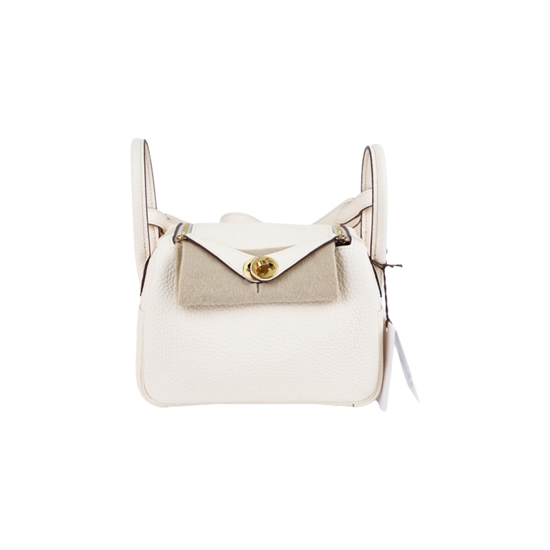Brand New Hermes Lindy Mini Glacier White Gold Buckle Handbag Shoulder Bag