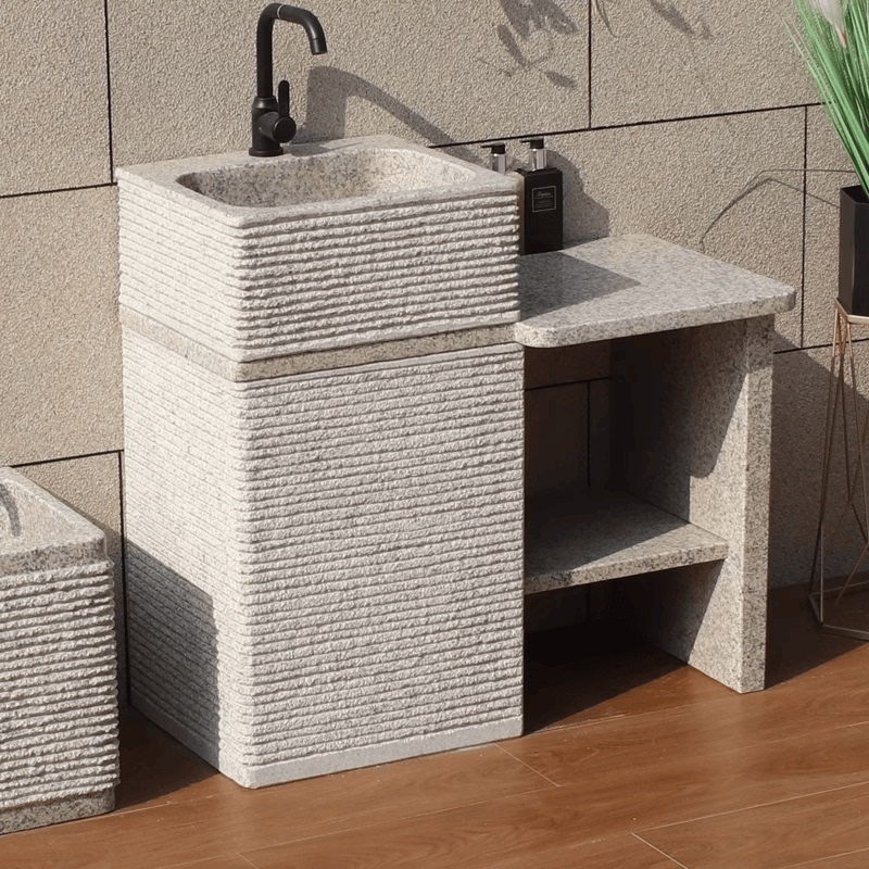 Outdoor Courtyard Stone Washbasin Integrated with Yard Marble Washbasin, Outdoor Garden Pool Stone Sink