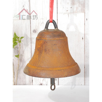 Retro bell iron bell doorbell cast iron hand bell school bell garden courtyard wall hanging hand bell decorative ornaments