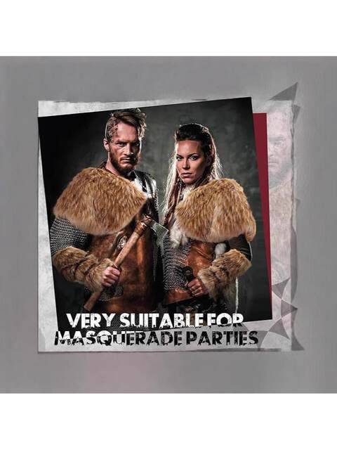 Halloween Men's Viking Costume Medieval Faux Fur Shoulder Fur Sleeve Wraps Cape Shawl