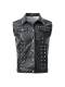 Men's Solid Color Lapel Punk Vest with Rivets, Biker Style Pu Faux Leather Vest