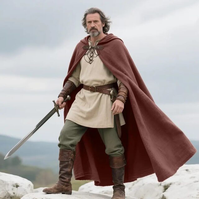 Medieval Renaissance Hooded Cloak, Medieval Linen Cloak with Hood for Women and Men