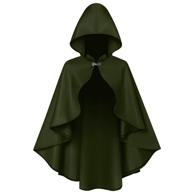 Halloween Retro Cloak Renaissance Period Hooded Cape Adult Medieval Shawl Stage Performance Costume