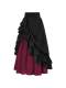 Halloween Costume European and American Court Style Retro Ruffled Edge Drawstring Color-Blocked Large Hem Skirt