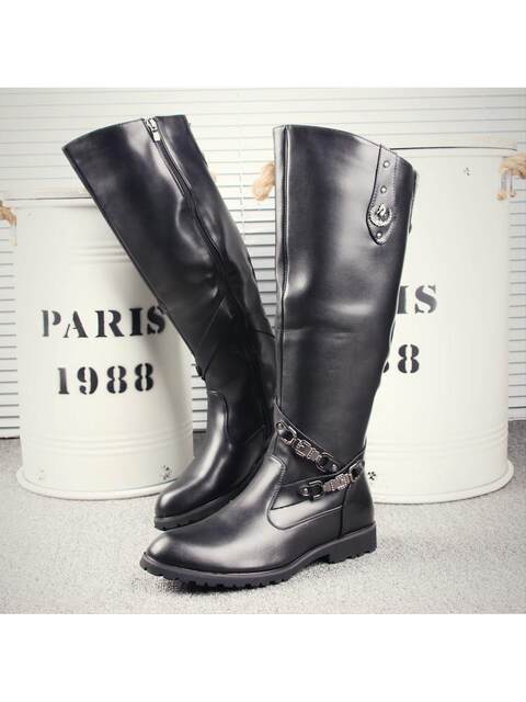 High Boots, Men's Long Leather Boots, Cowboy Boots, Zipper Pointed-Toe Boots, Trendy Riding Boots, Outdoor Trendy Boots, Martin Knight Boots