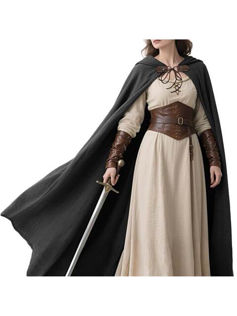 Medieval Ranger Cloak - Linen, 6 Color Options, Medieval Shawl Cloak, Hooded Cloak (Sold Separately)