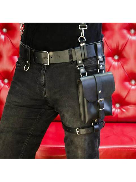 Medieval Retro Steampunk Motorcycle Style Leg Bag Halloween Cosplay Leather Bondage Wallet Mobile Phone Bag