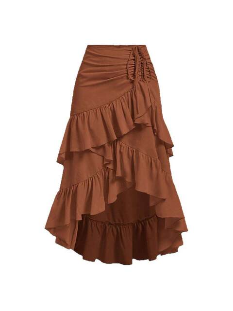 2025 European and American New Style Amazon New Irregular Sweet Style Layered Ruffle Tie Skirt
