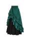 Halloween Costume European and American Court Style Retro Ruffled Edge Drawstring Color-Blocked Large Hem Skirt