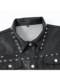 Men's Solid Color Lapel Punk Vest with Rivets, Biker Style Pu Faux Leather Vest