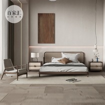 Wabi-sabi style log rattan double bed model room villa B&B bed sofa modern designer minimalist furniture