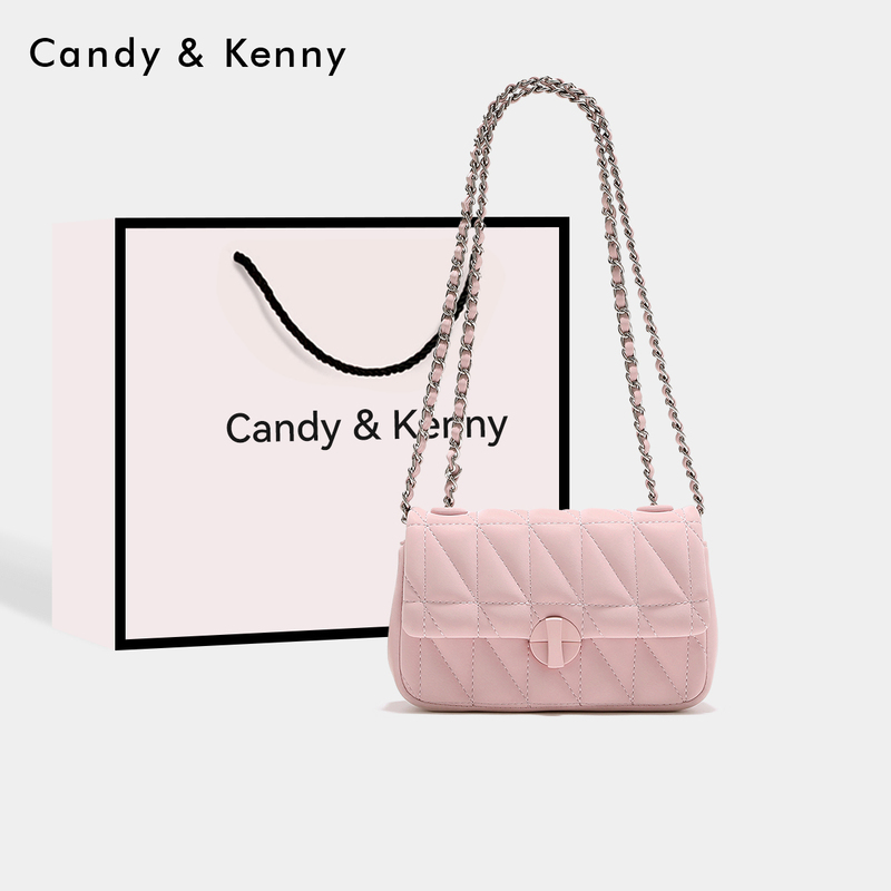 Official Website Small C&K Pink Underarm Bag Girls' Birthday Gift Summer 2026 New Quilted Chain Shoulder Small Square Bag