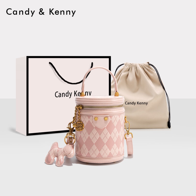 Official Website Candy&Kenny Fashion Quilted Bucket Bag for Women 2025 New Niche Design High-End Cylindrical Bag