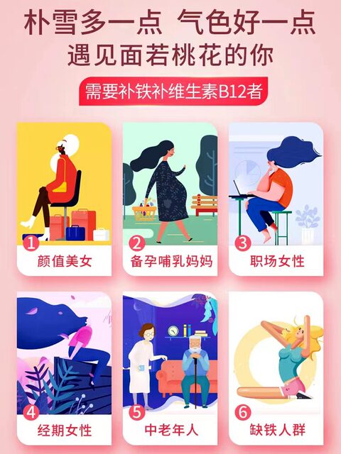 Harbin Pharmaceutical Six Pu Xue Iron Supplement Vitamin B12 Oral Liquid for Women's Blood and Vitality, Iron Supplement Oral Liquid for Pregnant Women