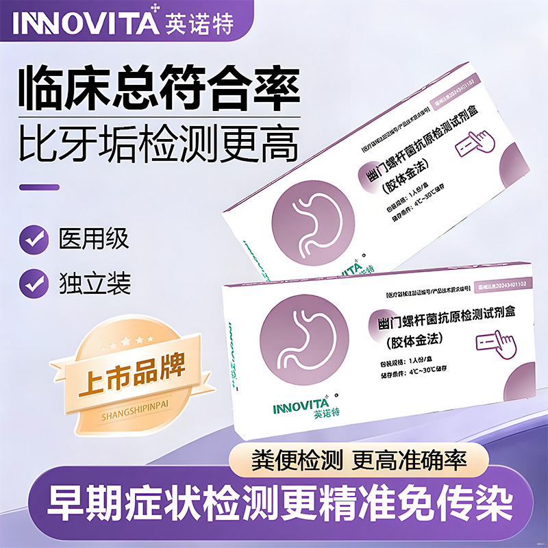 Innotek Helicobacter Pylori Antigen Fecal Test Paper for Bad Breath Self-Test Non-Carbon-14 Breath Test Card