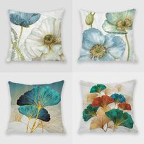 Light luxury style sofa cushion Ginkgo leaf plush pillow living room special waist backrest European pillow cushion cover