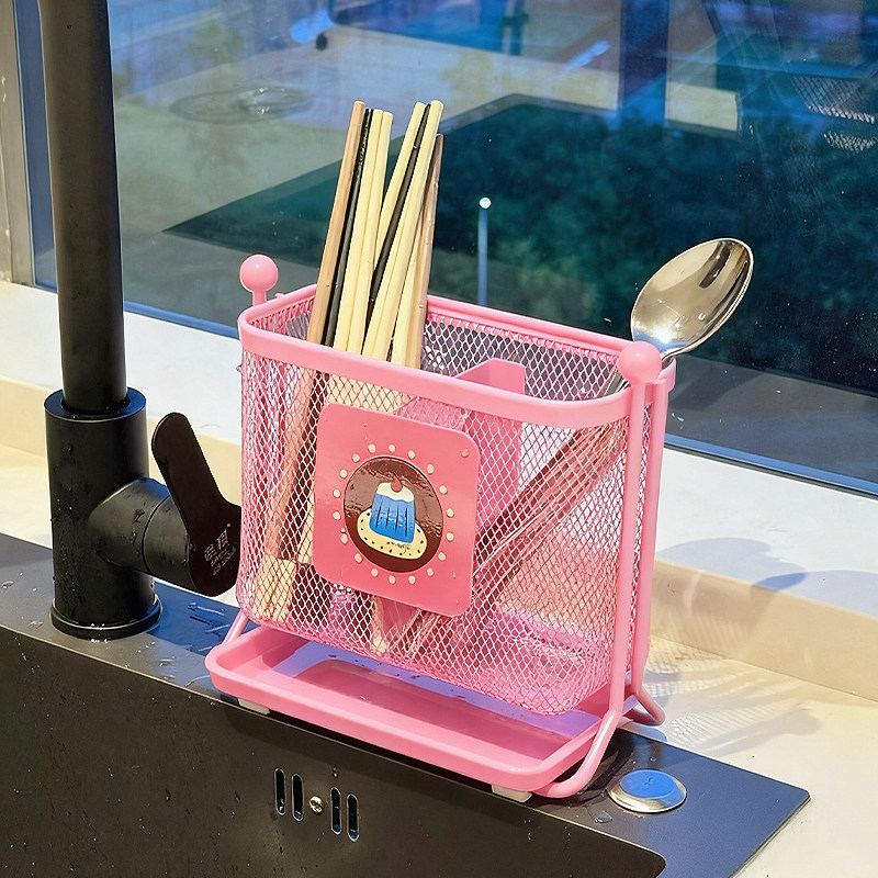 Chopstick storage box household high-end new kitchen countertop tableware spoon chopstick cage drainable water grid storage rack