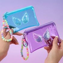 Portable Candy Color Flowers Butterfly Coin Purse Clear PVC