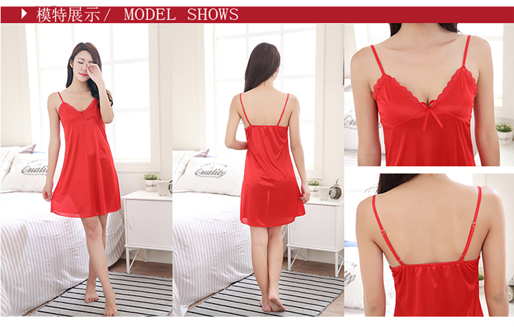 Hàng ngày đặc biệt mùa hè phụ nữ băng lụa sling sexy nightdress v- cổ váy ngắn đồ ngủ nhà dịch vụ phụ nữ nightdress