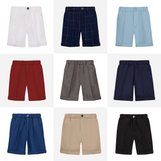 Summer children's suit pants boys overalls performance shorts student hosting performance black suit pants