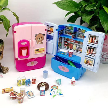Creative Children's Mini Refrigerator with Double Doors, Simulated Home Appliances, Pretend Play Toys, Birthday Set for Boys and Girls, 3-