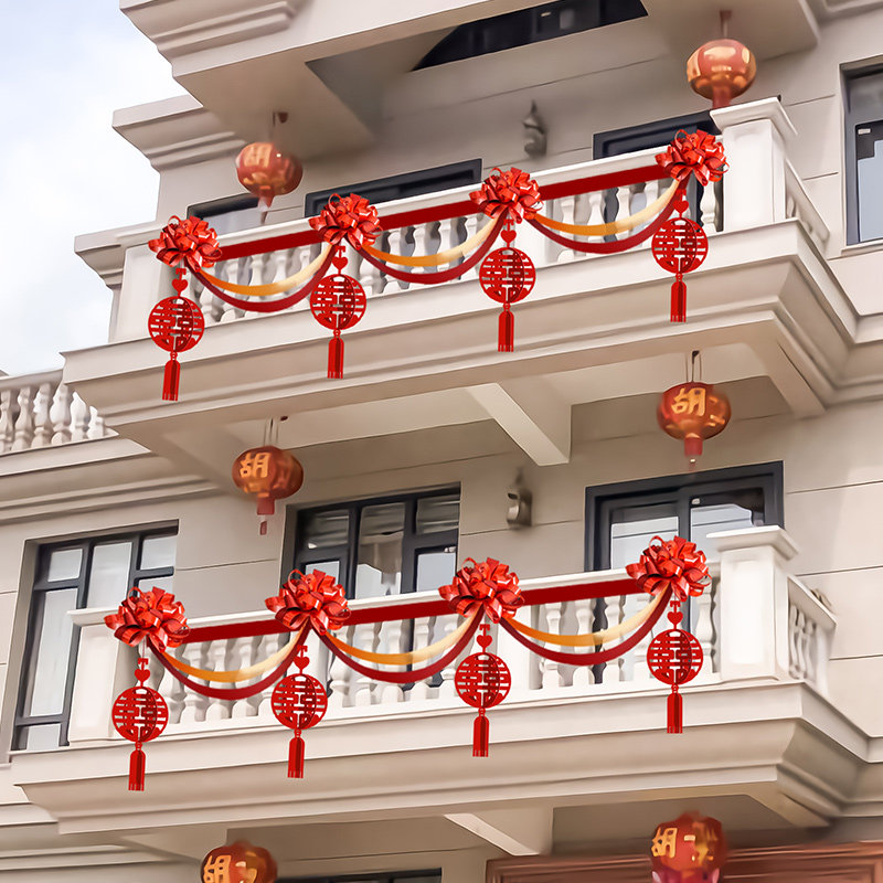 Rural Wedding Balcony Decorated Male party Wedding outside view Placement Female Matrimonial House Stairs Railings Laflower Wedding supplies-Taobao