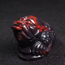 Direct selling Guilin Chicken Jade Blood Toad Lucky Dahong Red Robe Golden Toad Ornament Handheld Tea Pet Qiankun Material Black