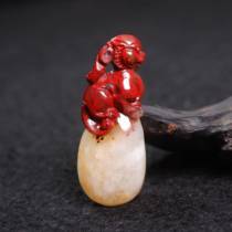 Direct sales of Guilin Chicken Blood Jade Dahongpao Pixiu pendant Luo family orphan pendant good luck no pendant