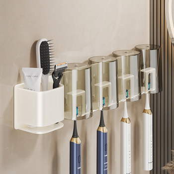 Japanese Toothbrush Holder, No-Drill Wall-Mounted Toothbrush Cup and Mouthwash Cup Rack for Bathroom, Household Toothbrush Holder