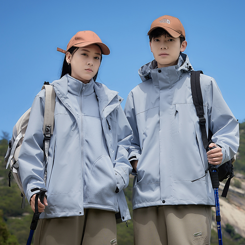 2024 アウトドア登山旅行ジャケット フリースライナー 3in1 取り外し可能な防風防水ジャケット