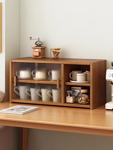 Настольный шкаф в японском стиле, обеденный стол, стеллаж для хранения, стеклянный пылезащитный стол из цельного дерева, небольшой чайный шкаф с дверцей