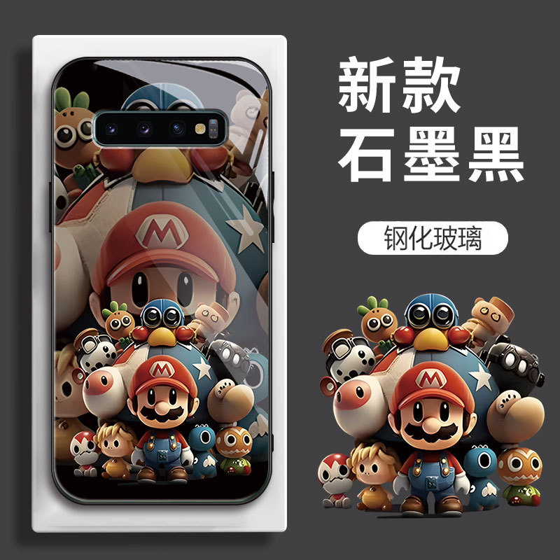 Suitable for Samsung S10 Mobile Phone Case, Samsung S10+ Mobile Phone Case, Galaxy New Mario Samsung S10E Protective Case, Men's and Women's All-Inclusive Anti-Fall Tempered Glass High-End Couple's Case Suitable for Samsung S10 Mobile Phone Case, Samsung S10+ Mobile Phone Case, Galaxy New Mario Samsung S10E Protective Case, Men's and Women's All-Inclusive Anti-Fall Tempered Glass High-End Couple's Case