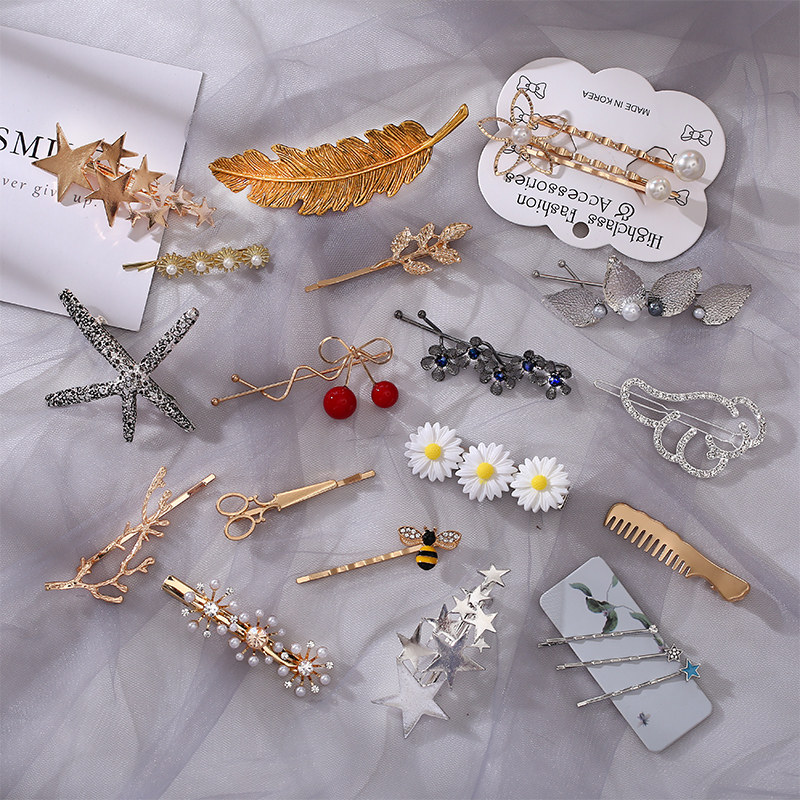 Stars Son Ensemble Side Hairpin Clip CLIP BRIEF CUTE TEENAGE GIRL SOUTH KOREA NETS RED BACK BRAIN SPOON CLIP HAIR CLIP HAIR CLIP ACCESSORIES