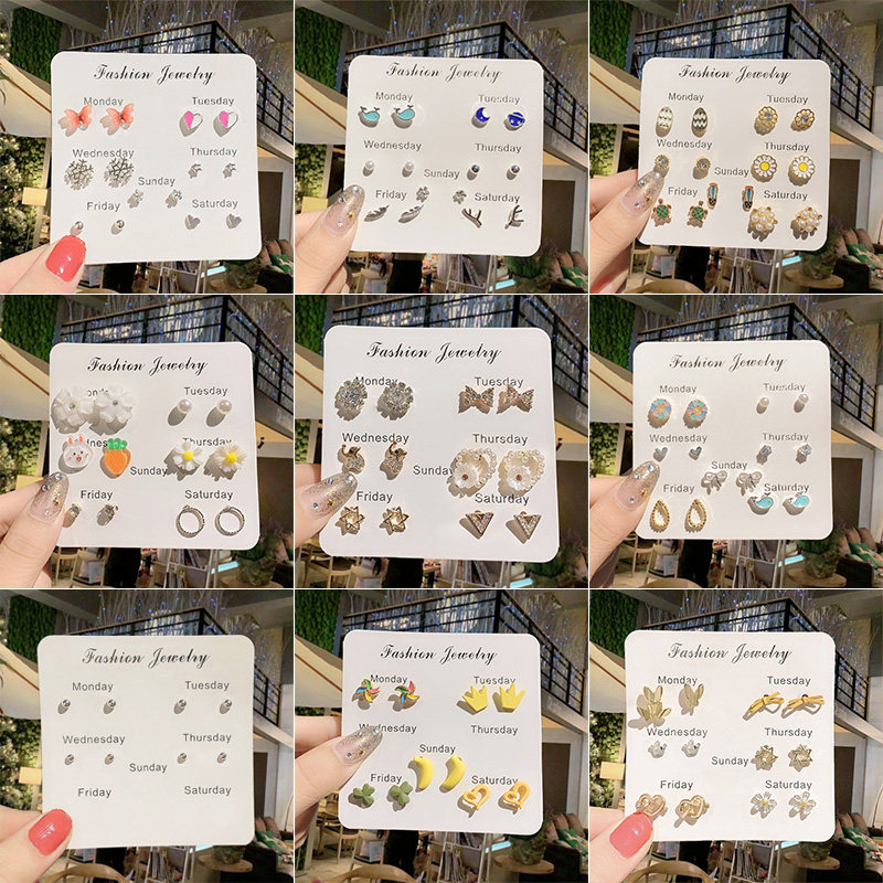 A Week Ear Needle Delicate Brief Lady Small Earrings 2022 New Tide Korea Temperament Ear Accessories Lukewarm Wind