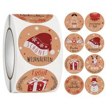 Christmas stickers Christmas gift package decorative stickers kraft paper self-adhesive labels round sealing stickers