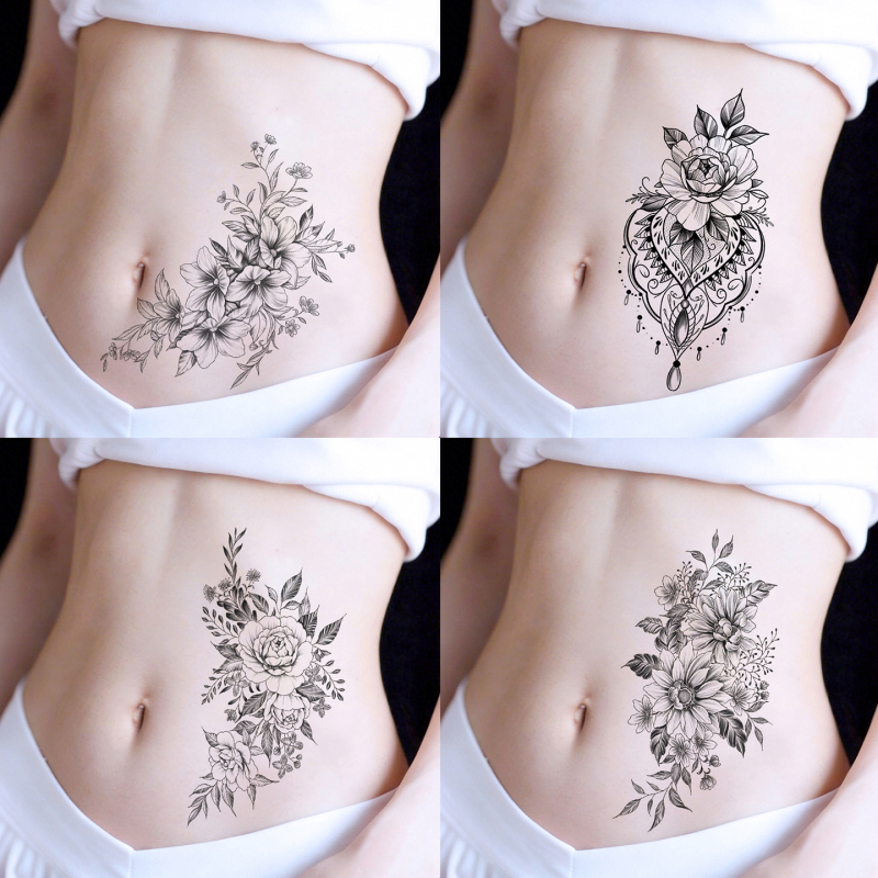 8 Colorful Tattoo Stickers, Waterproof and Long-Lasting, for Men and Women to Cover Scars, Sexy Belly Tattoos, Temporary Tattoo Stickers 8 Colorful Tattoo Stickers, Waterproof and Long-Lasting, for Men and Women to Cover Scars, Sexy Belly Tattoos, Temporary Tattoo Stickers