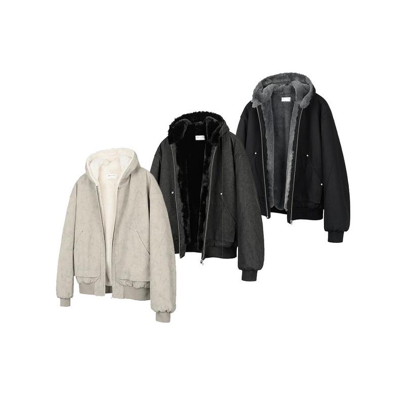 Okaythxbye "One Piece for Winter" 1500g Imitation Mink Fur Marble Pattern Hooded Cotton Jacket