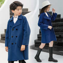Childrens clothing childrens woolen coat long winter womens double-sided jacket boys wool woolen woolen boy jacket