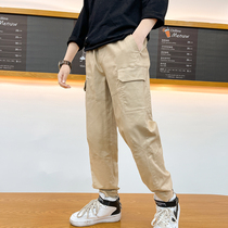 Childrens clothing boy pants spring and autumn 2021 new childrens casual overalls foreign style of children Korean trousers tide