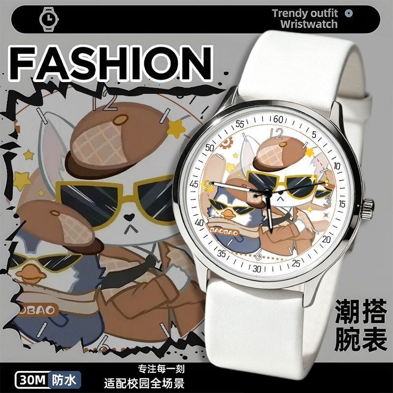 Detective Mike Fox Watch for Students, Junior High School Students' Watch, Ins-Style Pointer Fashionable Versatile Children's Quartz Watch Detective Mike Fox Watch for Students, Junior High School Students' Watch, Ins-Style Pointer Fashionable Versatile Children's Quartz Watch