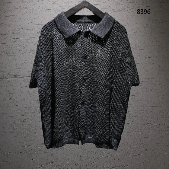 
Light luxury old money style 'colored cotton' hollow lapel knitted cardigan loose short-sleeved sweater for men's fashion and versatile 8396