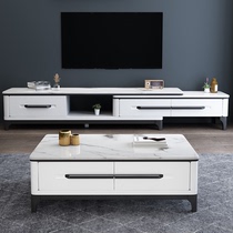 TV cabinet simple modern coffee table rock plate small TV cabinet combination living room home retractable floor cabinet 2023 new style