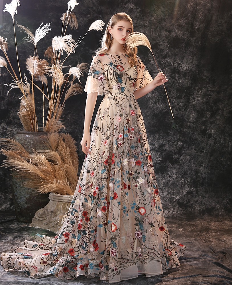 Изоляция для проводов floral embroidery evening dresses  long dress colorful tulle
