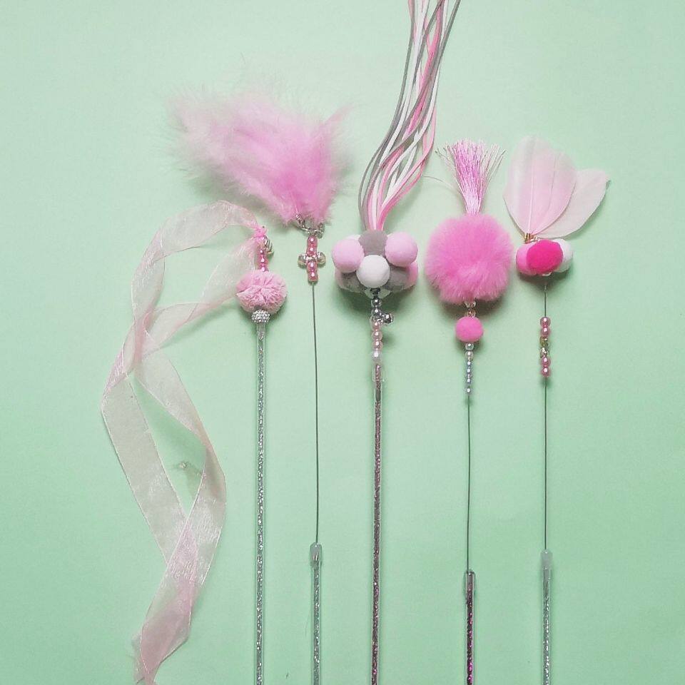 Cat Toy New Fairygirl Teasing Cat Baseball Kitty Cat Infant Cat Three Suits Homemade Feather Bells Wool Ball Kitty Supplies 