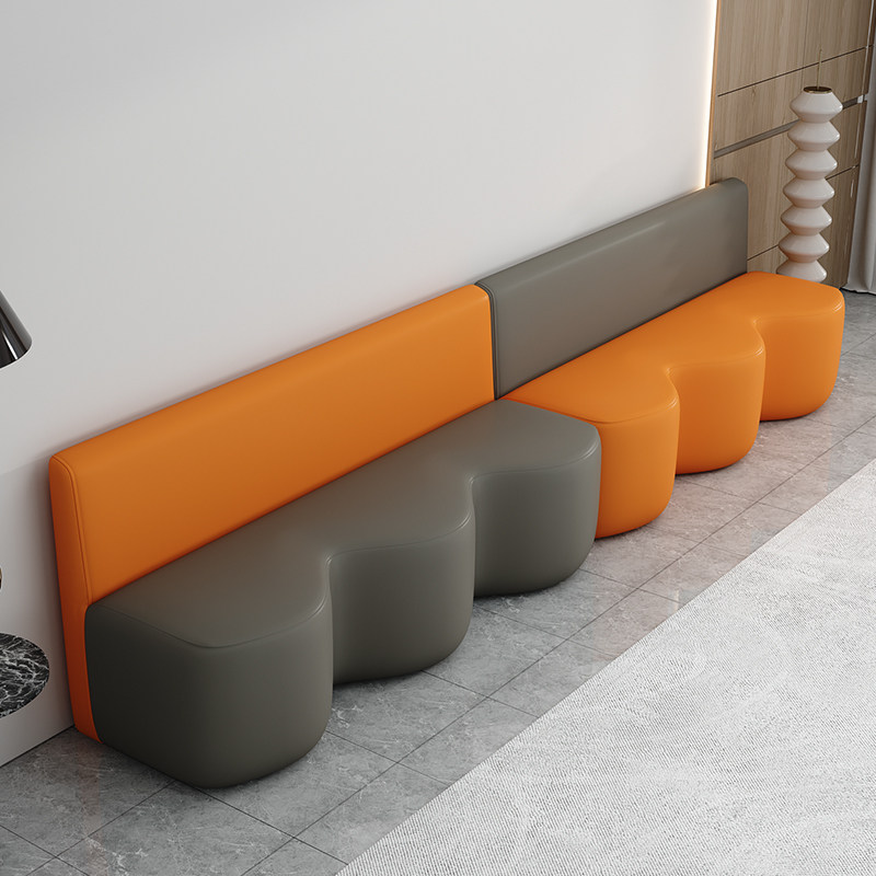 Training institute hairdressing salon waiting for rest area small sofa strip wavy sofa chair with no backrest stool-Taobao