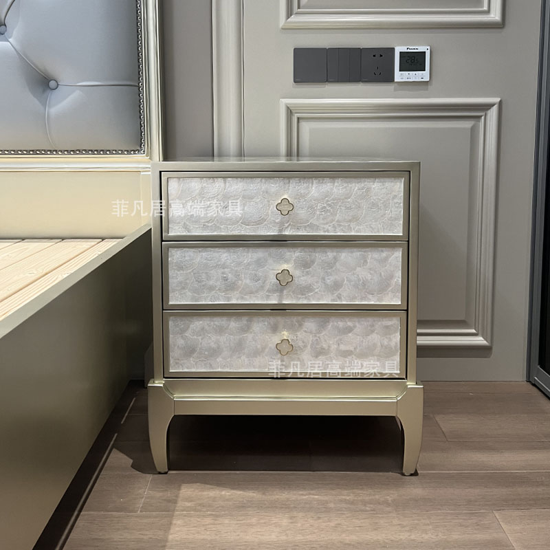 American Light Lavish Bed Head Cabinet Shell Bedside Cabinet Modern Minima Headboard Locker Bedroom Retro Luxurious Decoration Cabinet-Taobao