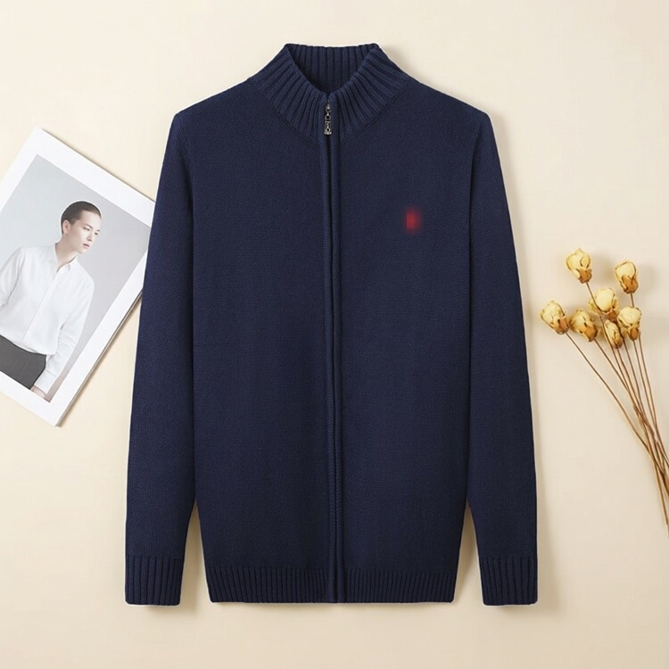2026 Autumn/Winter Pony Logo Men's Sweater Zipper Cardigan Senior Men's Sweater Pure Cotton Embroidered Knitwear