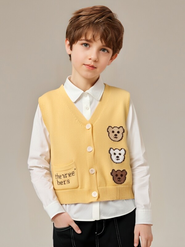 Children's Vest, Versatile for Autumn and Winter, Boys' Knitted Sweater Vest, Girls' Baby Cardigan, Thin Sweater for Spring