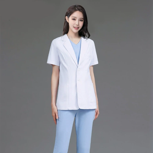 Белый халат, короткий антистатический лонгслив, униформа врача для работы, подходит для подростков, для салонов красоты